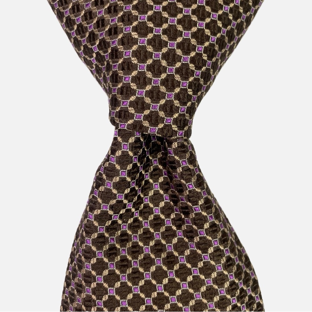 Canali Designer Necktie Tie Silk Made in Italy Brown Purple Width 3.75"